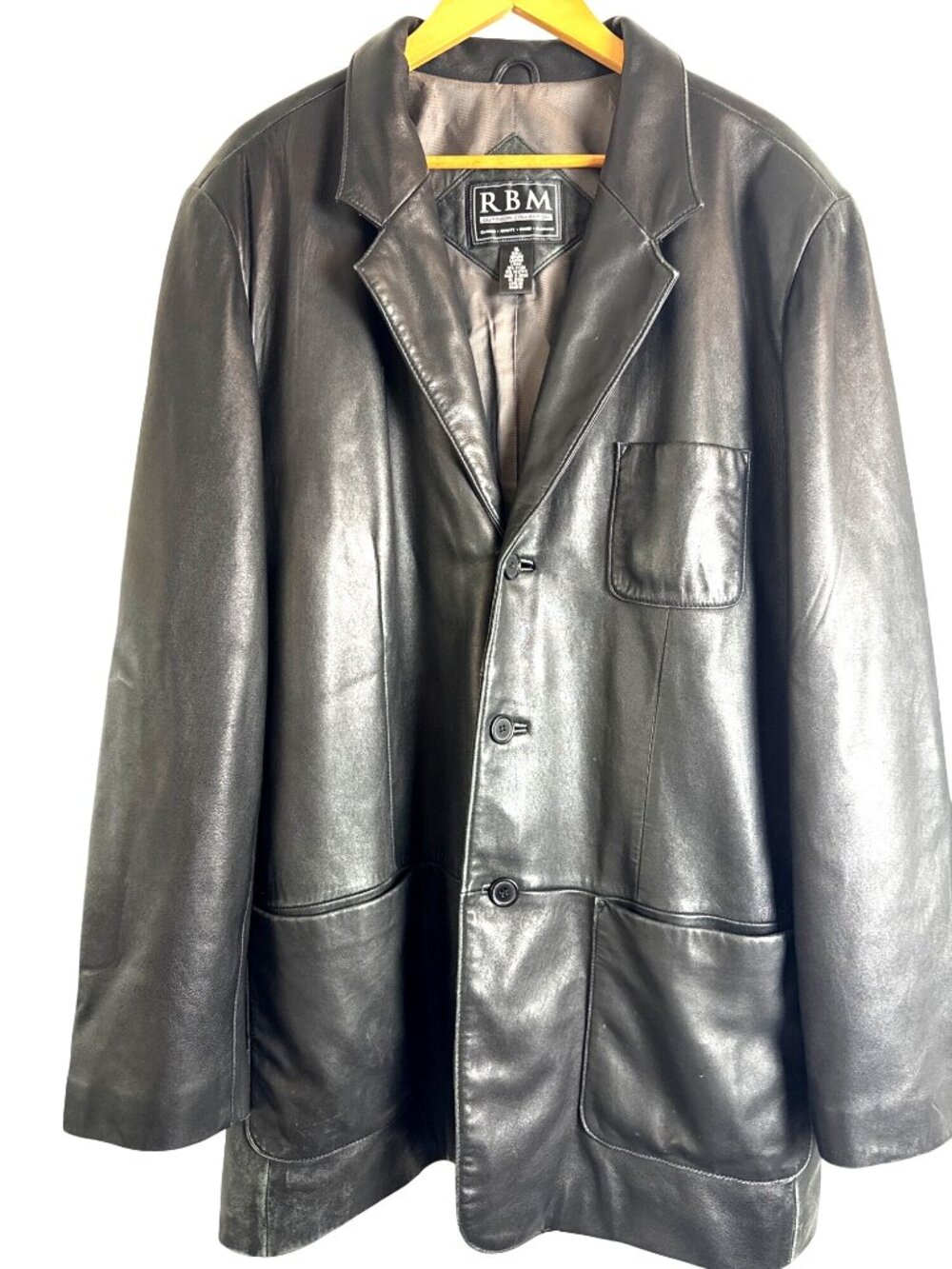 RBM Black Genuine Leather Blazer Jacket XL Super Soft